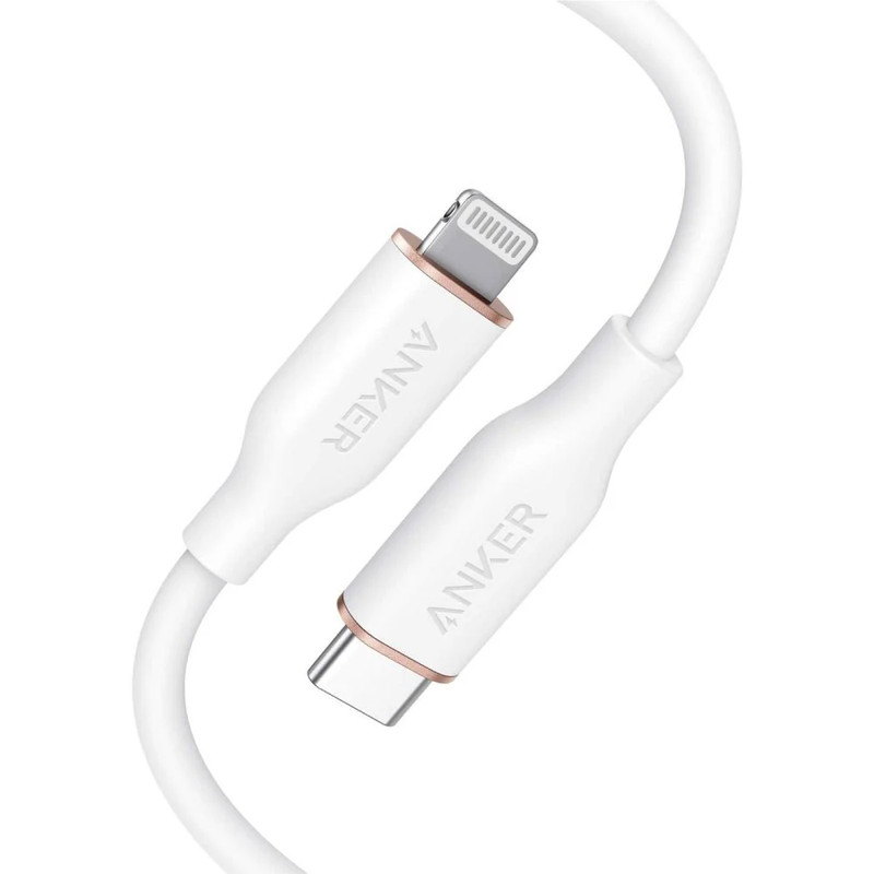 Anker PowerLine III Flow 6ft USB-C Cable with Lightning Connector - White - كابل